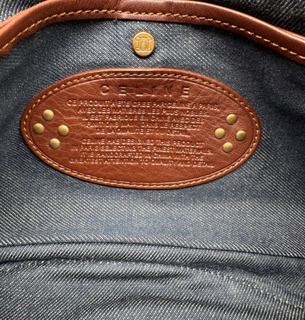 Sac bandoulière Celine Ava en denim clouté