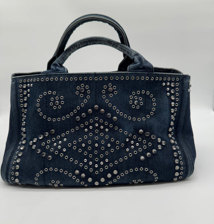 Prada denim studded Canada handbag