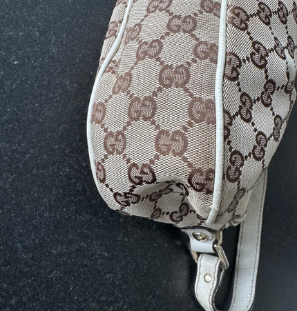 Gucci GG Canvas Shoulder Bag with Heart Charm