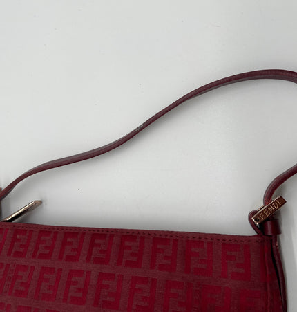 Sac bandoulière Fendi rouge mini en tissu