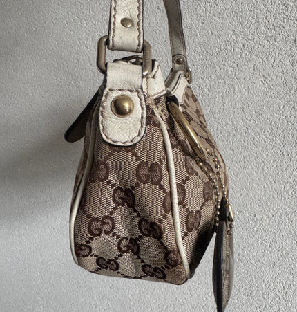 Gucci GG Canvas Shoulder Bag with Heart Charm