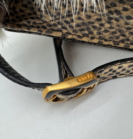 Fendi water snake skin and fur bag