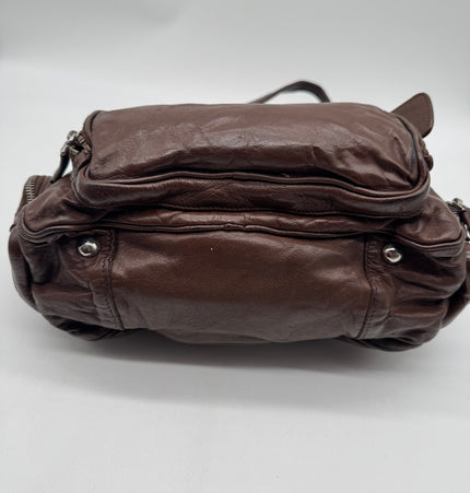 Prada wrinkled leather shoulder bag