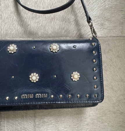 Miu miu studded pearls crossbody bag