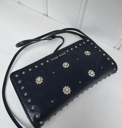 Miu miu studded pearls crossbody bag