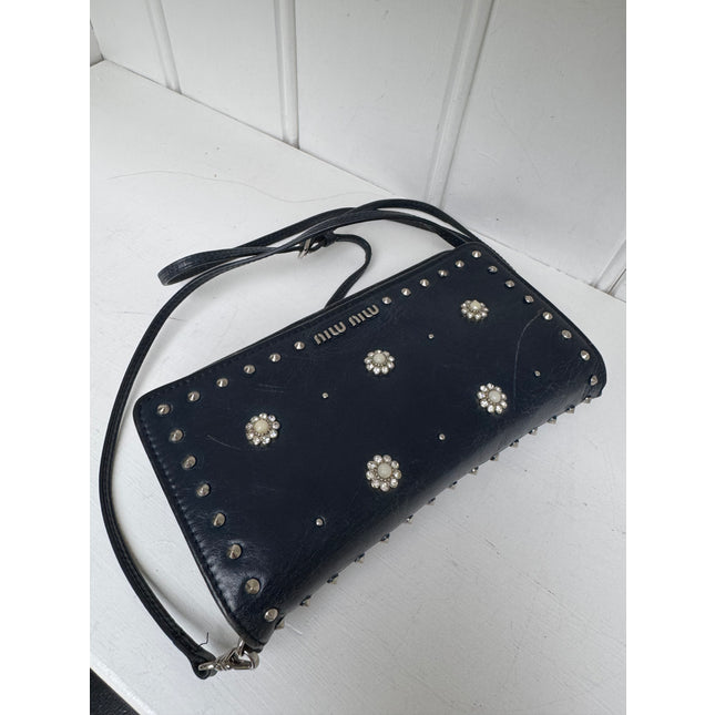Miu miu studded pearls crossbody bag