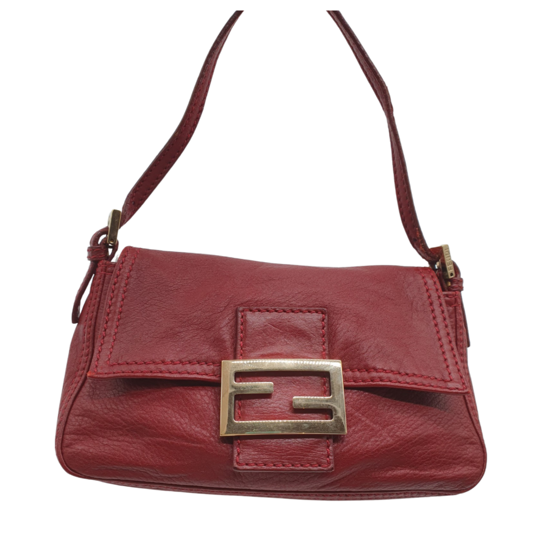 Fendi baguette leather shoulder bag