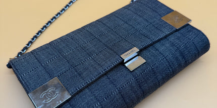 Chanel east west chocolate bar shoulder bag