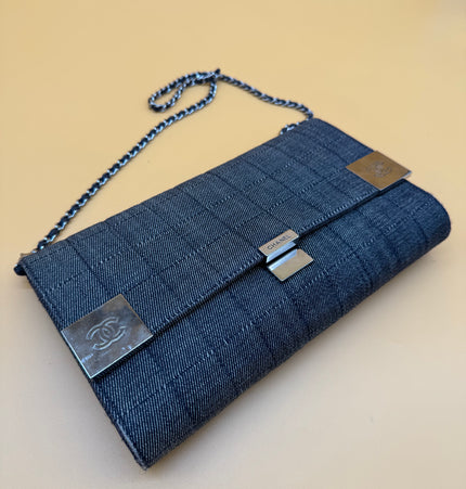 Chanel east west chocolate bar shoulder bag