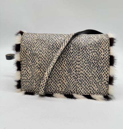 Fendi water snake skin and fur bag