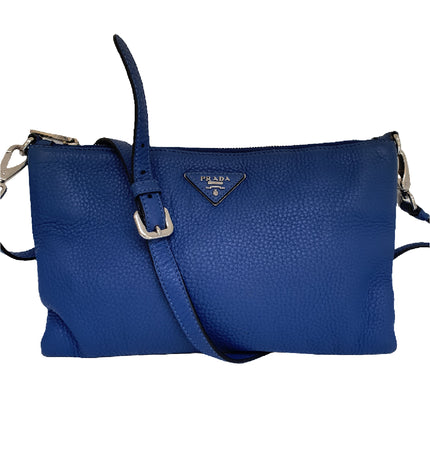 Prada blue leather crossbody bag