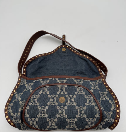 Sac bandoulière Celine Ava en denim clouté
