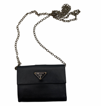 PRADA  cash and card wallet with added chain strap