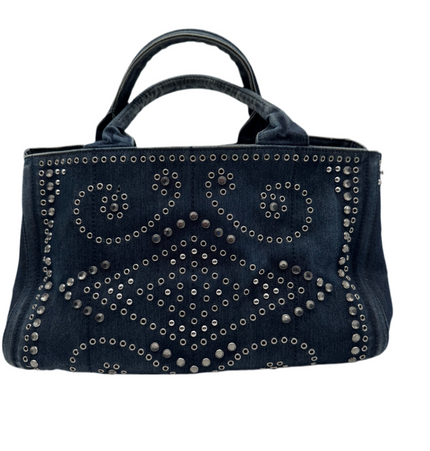 Prada denim studded Canada handbag