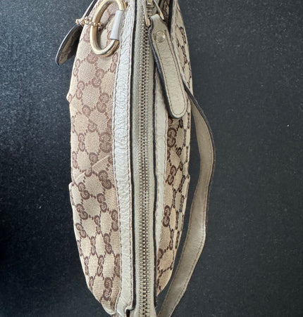 Gucci GG Canvas Shoulder Bag with Heart Charm