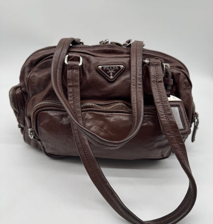 Prada wrinkled leather shoulder bag