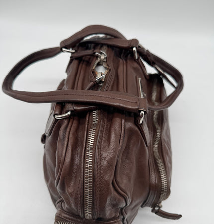 Prada wrinkled leather shoulder bag