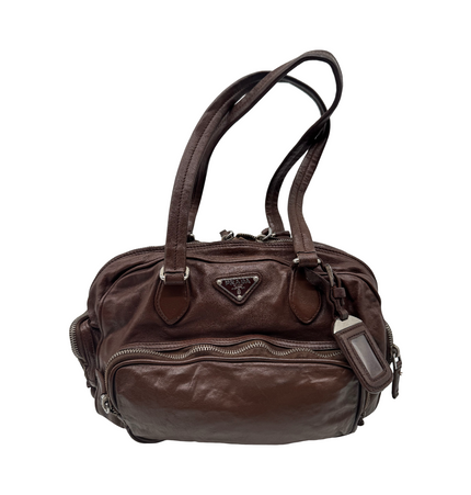 Prada wrinkled leather shoulder bag