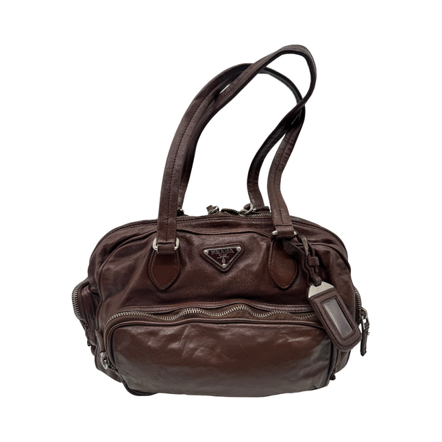 Prada wrinkled leather shoulder bag