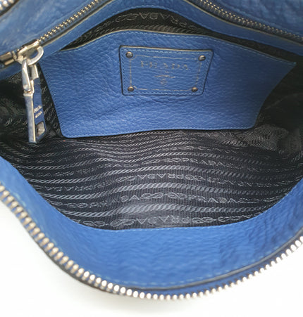 Prada blue leather crossbody bag