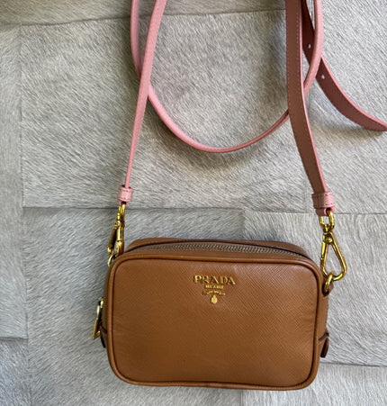 Prada saffiano mini crossbody bag