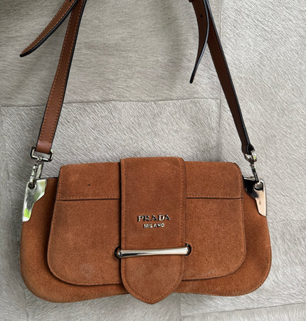 Prada sidonie crossbody suede bag
