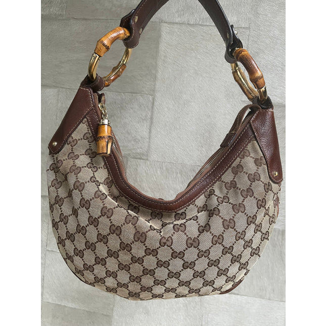 Gucci hobo bamboo ring shoulder bag