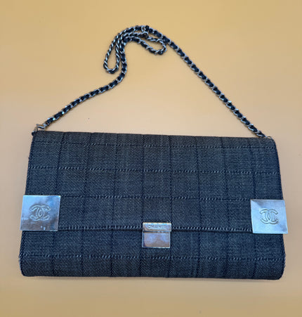 Chanel east west chocolate bar shoulder bag