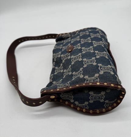 Sac bandoulière Celine Ava en denim clouté