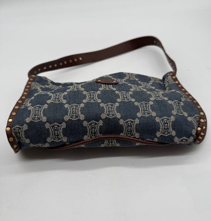 Sac bandoulière Celine Ava en denim clouté