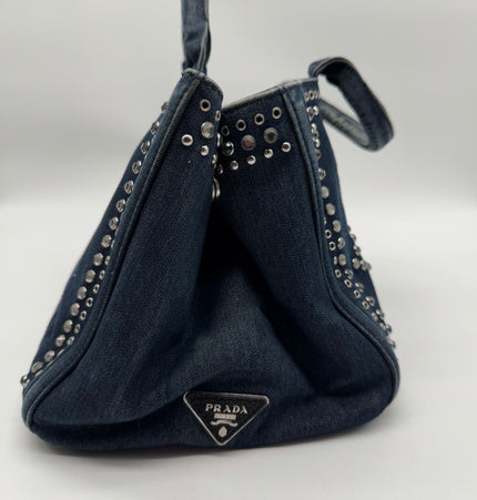 Prada denim studded Canada handbag