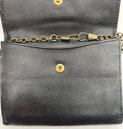 PRADA  cash and card wallet with added chain strap