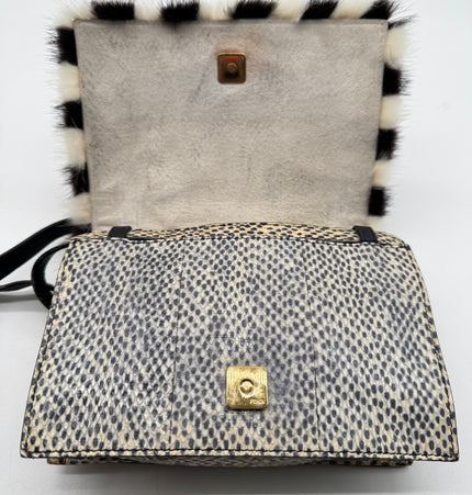 Fendi water snake skin and fur bag