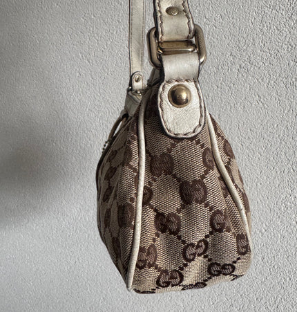 Gucci GG Canvas Shoulder Bag with Heart Charm