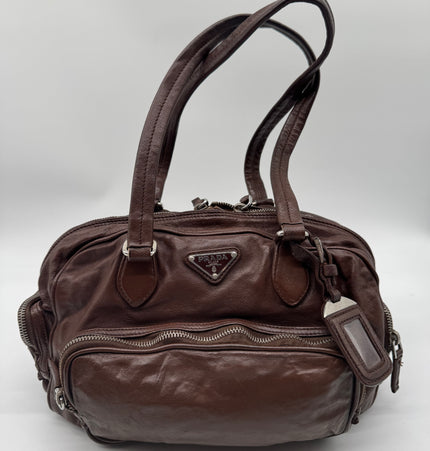 Prada wrinkled leather shoulder bag