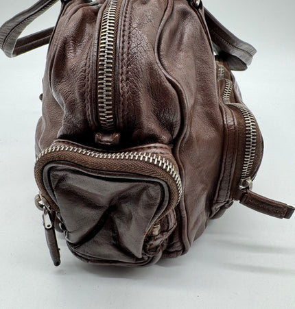 Prada wrinkled leather shoulder bag
