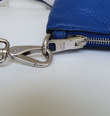 Prada blue leather crossbody bag