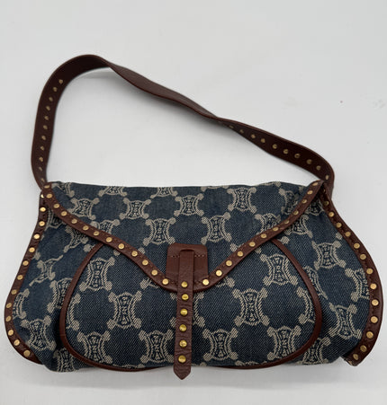 Sac bandoulière Celine Ava en denim clouté