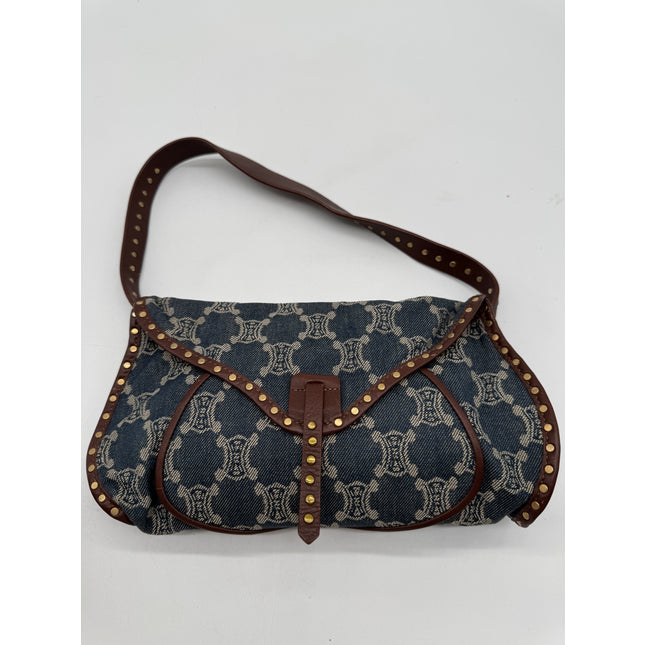 Celine denim Ava shoulder studded bag