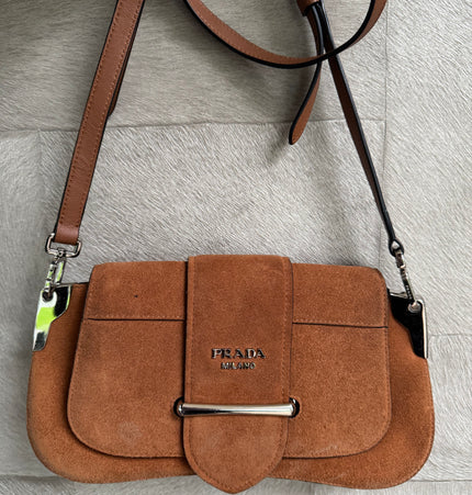 Prada sidonie crossbody suede bag