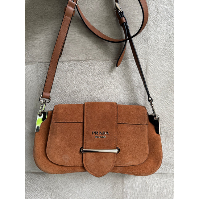 Prada sidonie crossbody suede bag