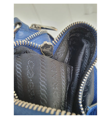 Prada blue leather crossbody bag