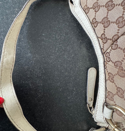 Gucci GG Canvas Shoulder Bag with Heart Charm
