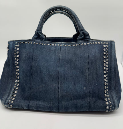 Prada denim studded Canada handbag