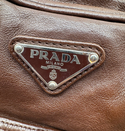 Prada wrinkled leather shoulder bag