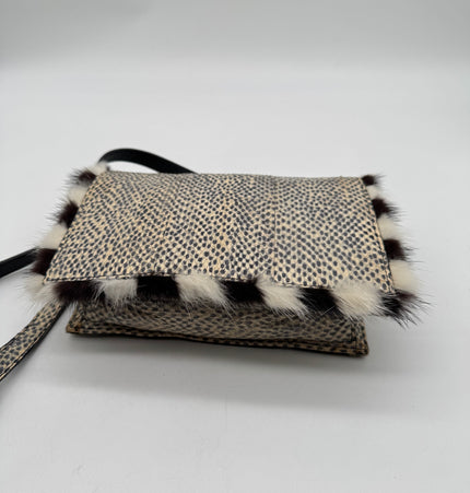 Fendi water snake skin and fur bag