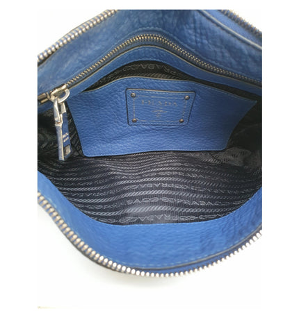 Prada blue leather crossbody bag