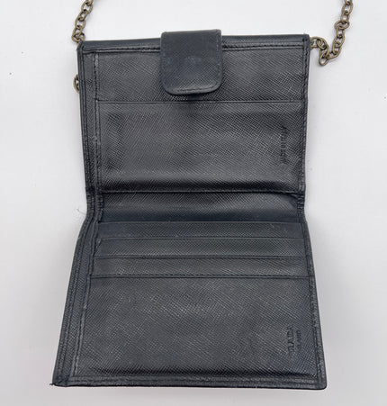 PRADA  cash and card wallet with added chain strap