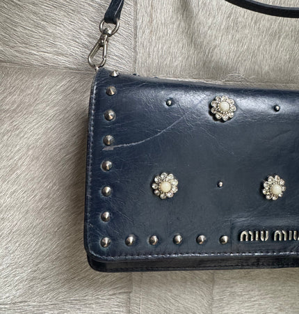 Miu miu studded pearls crossbody bag