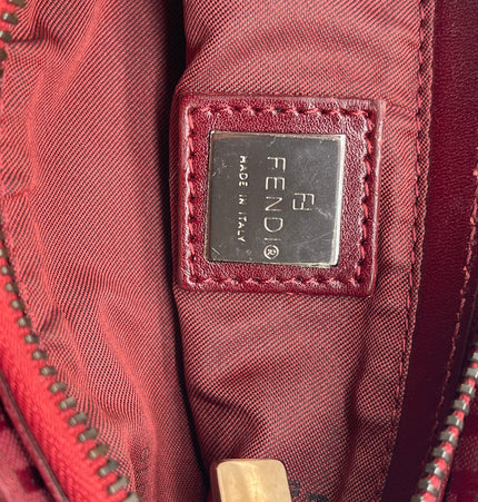 Sac bandoulière Fendi rouge mini en tissu